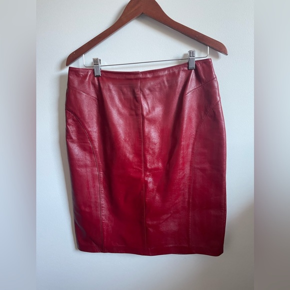 Vintage Red Leather Danier Skirt - Picture 1 of 4